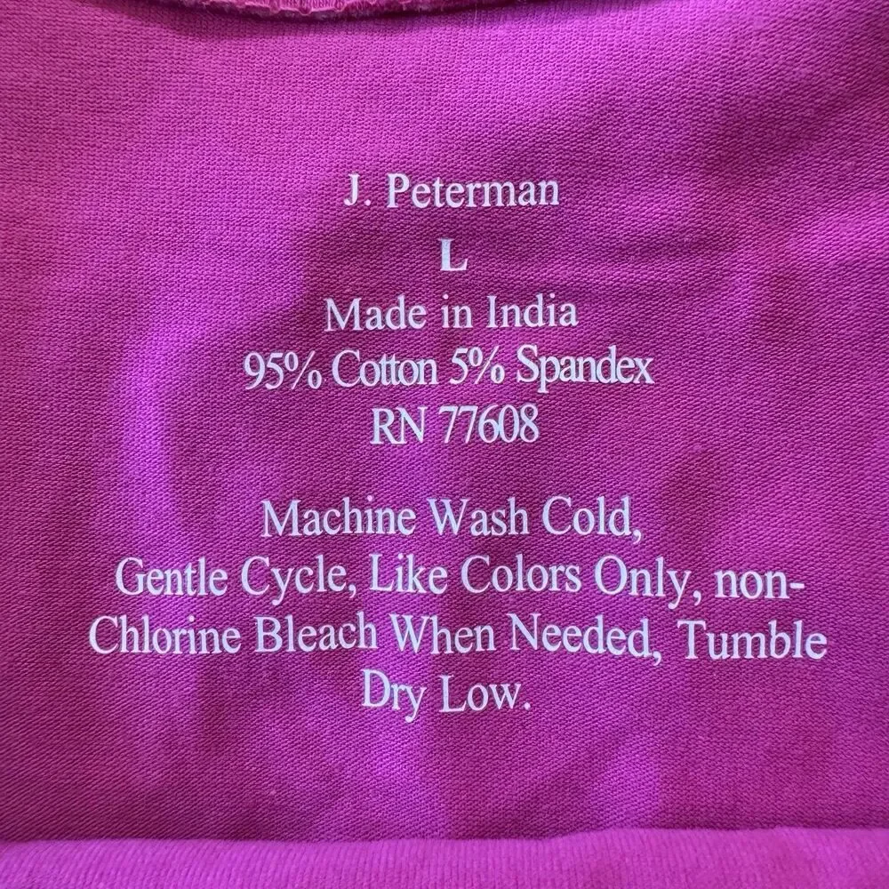 The J.peterman company women's 3/4 sleeve top size Large Pink Boat Neck